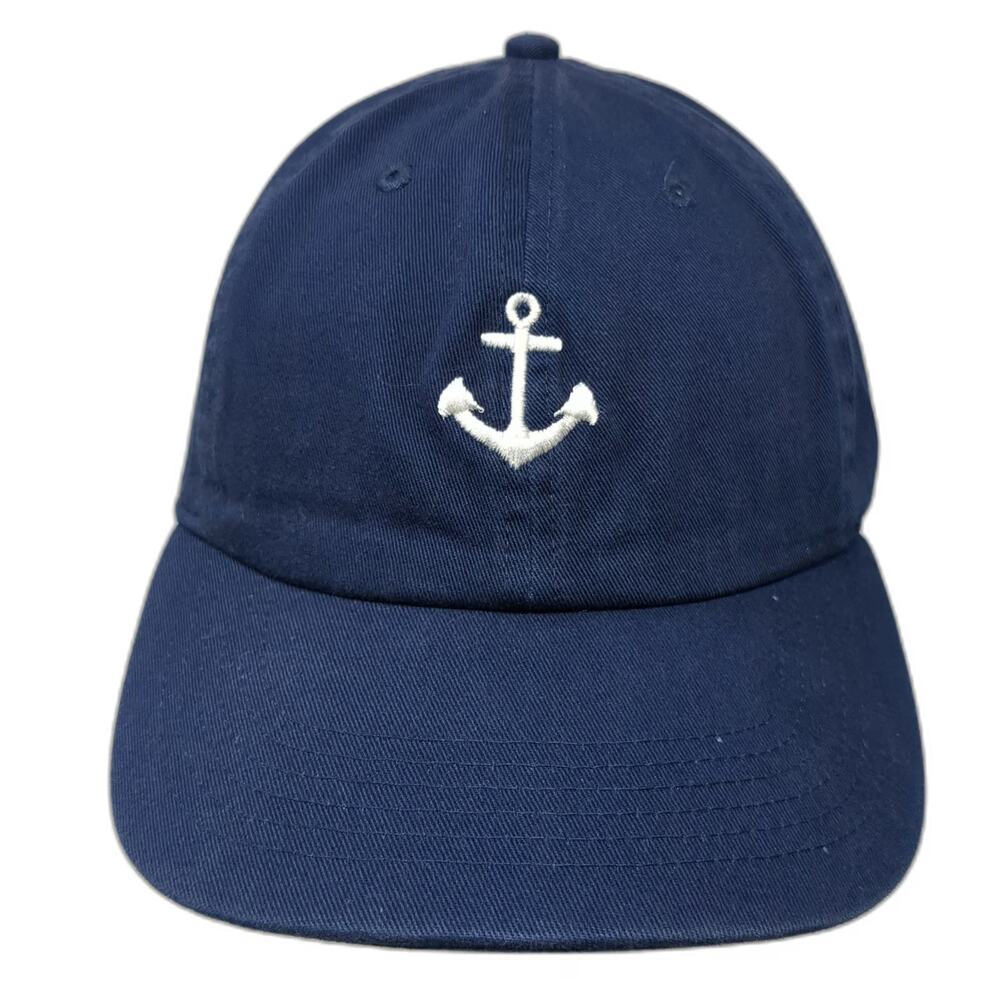 Newhattan Blue One Size Baseball Cap Anchor Nautical Embroidered Slideback Hat